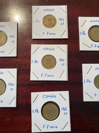 7 Monedas 1 Peseta España 1966