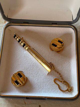 Juego Gemelos y Pasador Corbata Oro