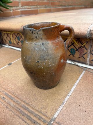 Orza de barro vidriado antigua