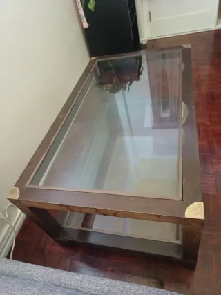 Mesa de centro madeira e vidro