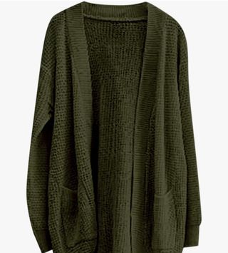 Cárdigan largo verde oliva