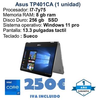 Asus TP401CA 250€ Intel Core i7 8GB RAM