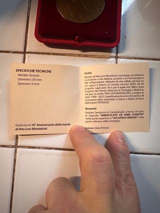 Medaglia Rita Levi-Montalcini 1909-2012