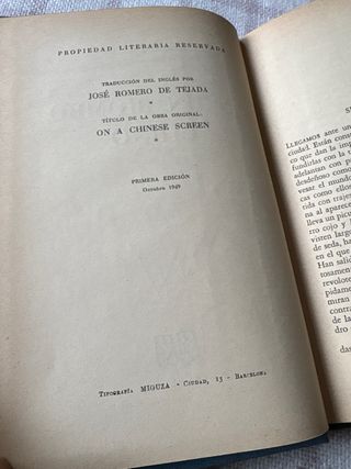 Libro En un biombo chino W. Somerset Maugham