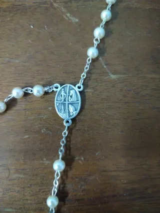 Rosario de plata y perlas