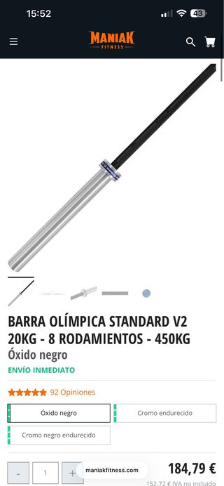 Barra Olímpica Maniak 20kg V2
