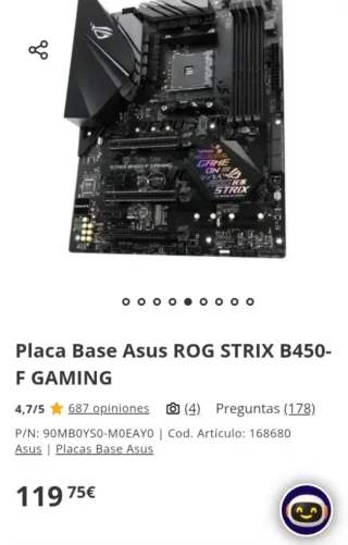 Placa Base Asus ROG Strix B450-F Gaming AM4