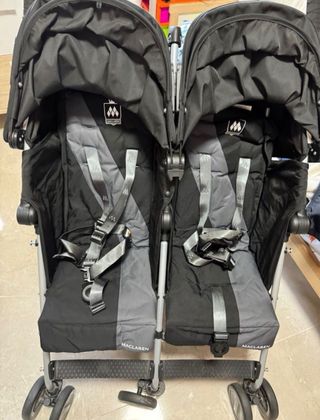 Carro gemelar Maclaren negro y gris