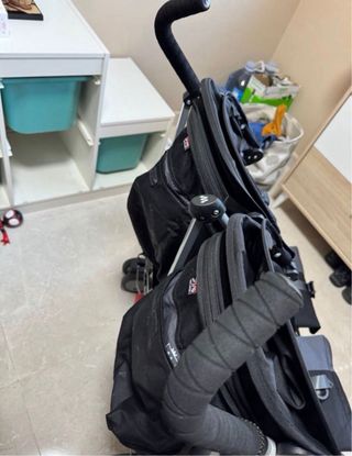 Carro gemelar Maclaren negro y gris