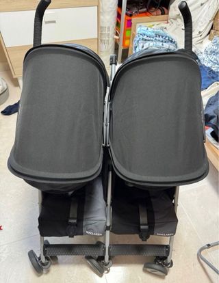 Carro gemelar Maclaren negro y gris