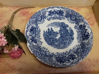 Plato Cartuja de Sevilla Antiguo Azul y Blanco