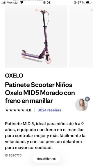 Patinete Oxelo MID Morado decathlon