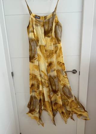 Vestido largo asimétrico boho amarillo
