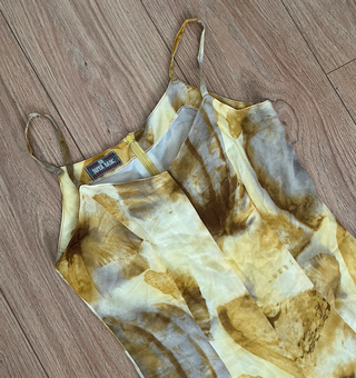 Vestido largo asimétrico boho amarillo