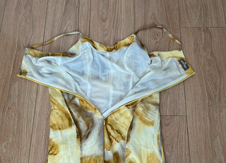 Vestido largo asimétrico boho amarillo