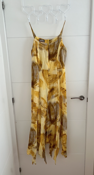 Vestido largo asimétrico boho amarillo