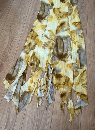 Vestido largo asimétrico boho amarillo