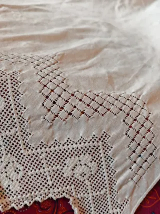 Cortina Vintage Bordada Lino