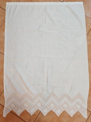 Cortina Vintage Bordada Lino