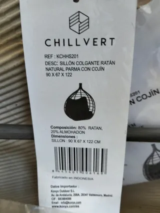 Sillón Colgante Suspendido de Ratán Natural