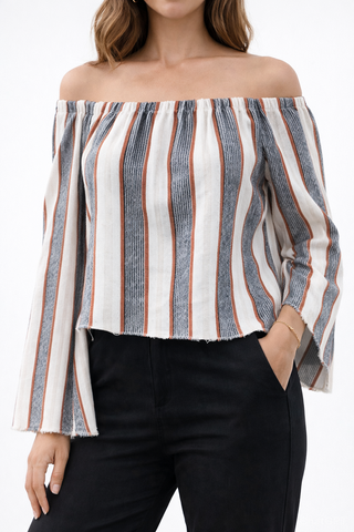 Top Zara Hombros Descubiertos Rayas