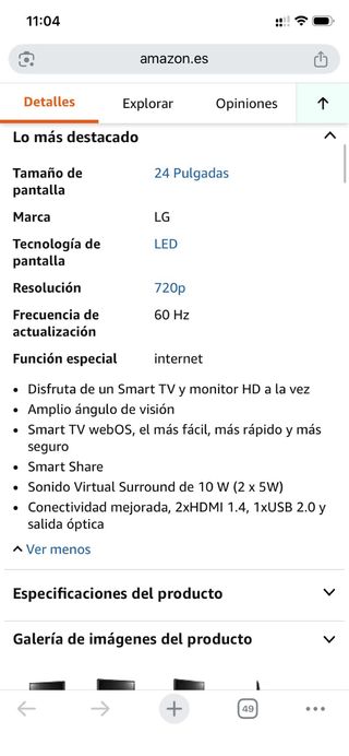 TELEVISION MONITOR LG 24TL510S 61 cm