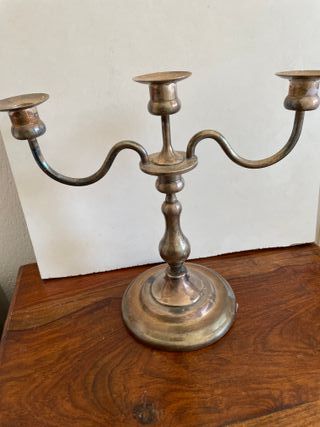 Candelabro vintage plateado de 3 brazos - Marca GA