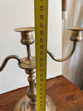 Candelabro vintage plateado de 3 brazos - Marca GA