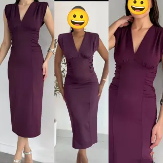 Vestido midi drapeado Zara morado