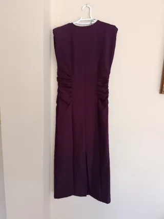Vestido midi drapeado Zara morado