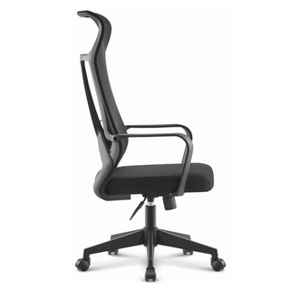 Sillón alto oficina AMIENS. Negro. Respaldo malla