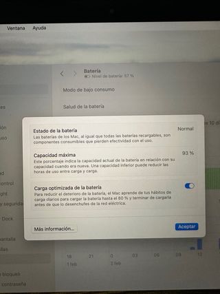MacBook Air M1 plata, 93% batería 8GB 256GB SSD.