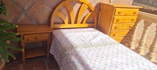 Cama 90 con mesita, cómoda, cabecero, colchón