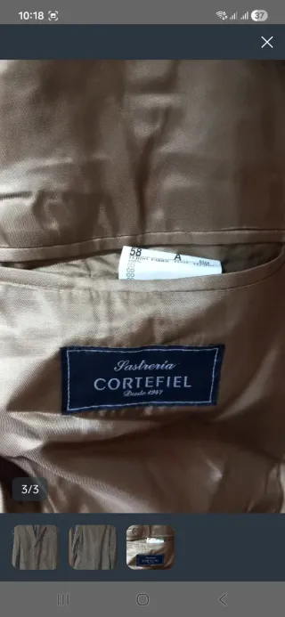 Chaqueta Pana Hombre Talla 58 Marrón