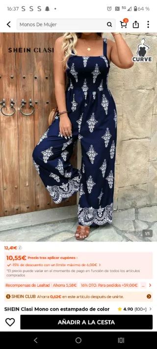 Mono SHEIN azul talla XXL sin estrenar