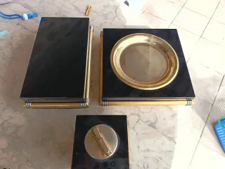 Juego de fumador de mármol negro y latón