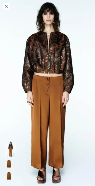 Pantalón Zara satén marrón