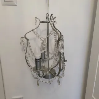 Lámpara araña Ikea plata y cristal