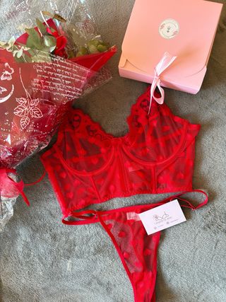 Conjunto Lenceria Mujer Corazones Talla M