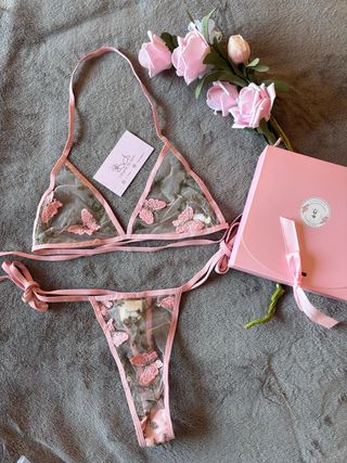 Conjunto Lenceria Mujer Corazones Talla M