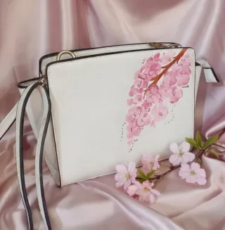 Borsa dipinta a mano fiori di ciliegio