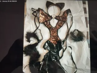 Conjunto Lencería Gatita Leopardo Talla Única