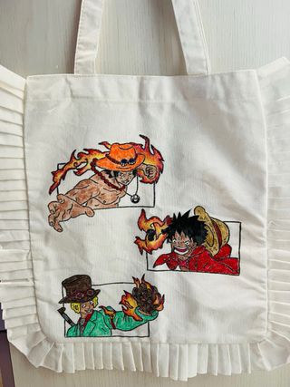 Borsa tela One Piece dipinta a mano
