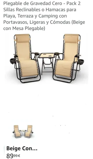 Tumbonas Plegables Gravedad Cero Set 2