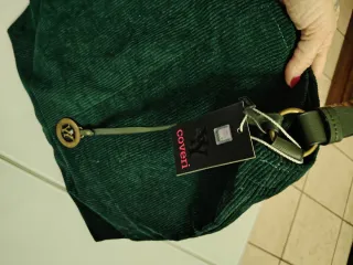 Borsa verde in velluto a coste