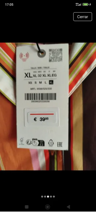 Camisa Zara Rayas Talla XL