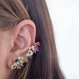 Orecchini eleganti fiorellini oro multicolor