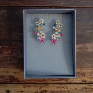 Orecchini eleganti fiorellini oro multicolor