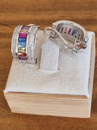 Pendientes Plata 925 Zirconia Multicolor