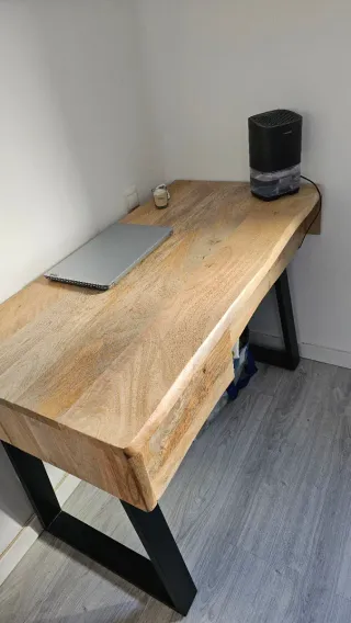 Escritorio madera maciza natural + patas metálicas